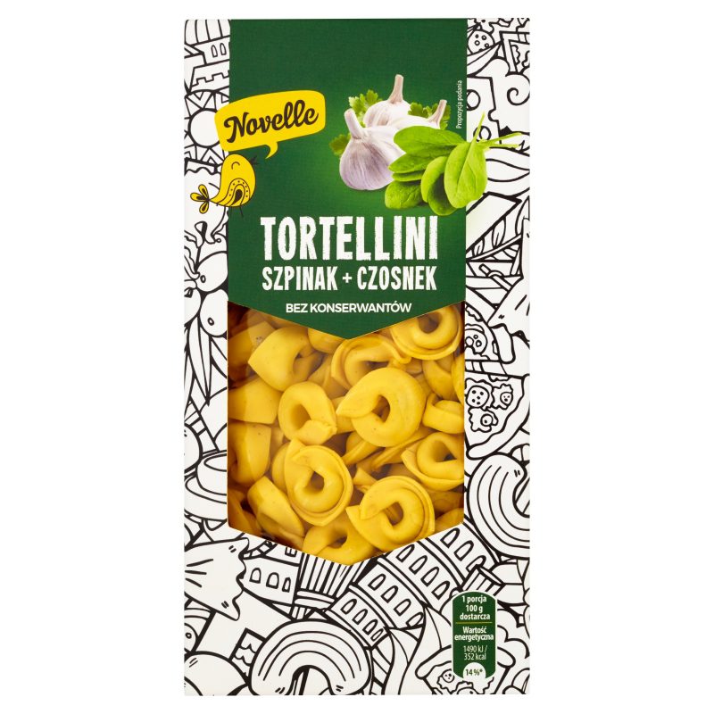 Novelle Tortellini szpinak czosnek Makaron 250 g Delikatesy Dwójka